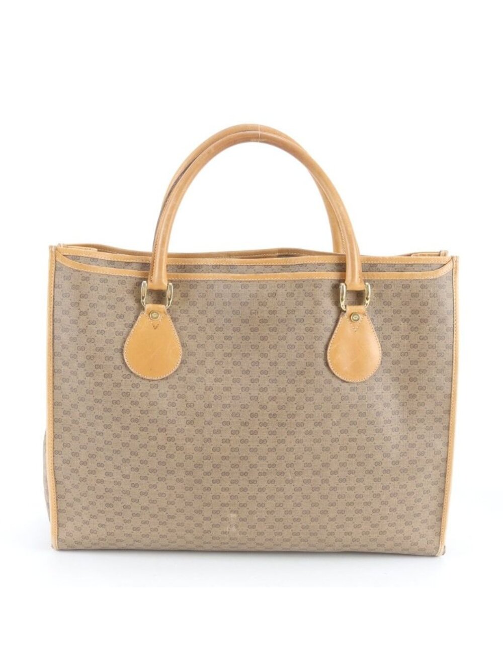 Gucci Vintage Micro GG Leather Tote Shoulder Hand Beige - Picture 3 of 13